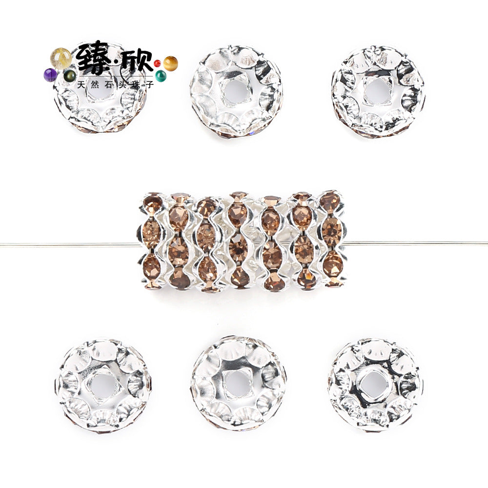 12MM Color Wave Rhinestone Diamond Ring Spacer Bead Spacer Jewelry Accessories Bead-100PCS