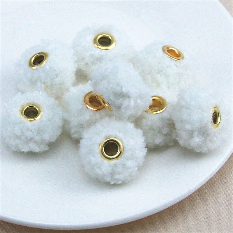 Straight Hole Teddy Fur Ball Beads Loose Beads Fabric Accessories-100PCS