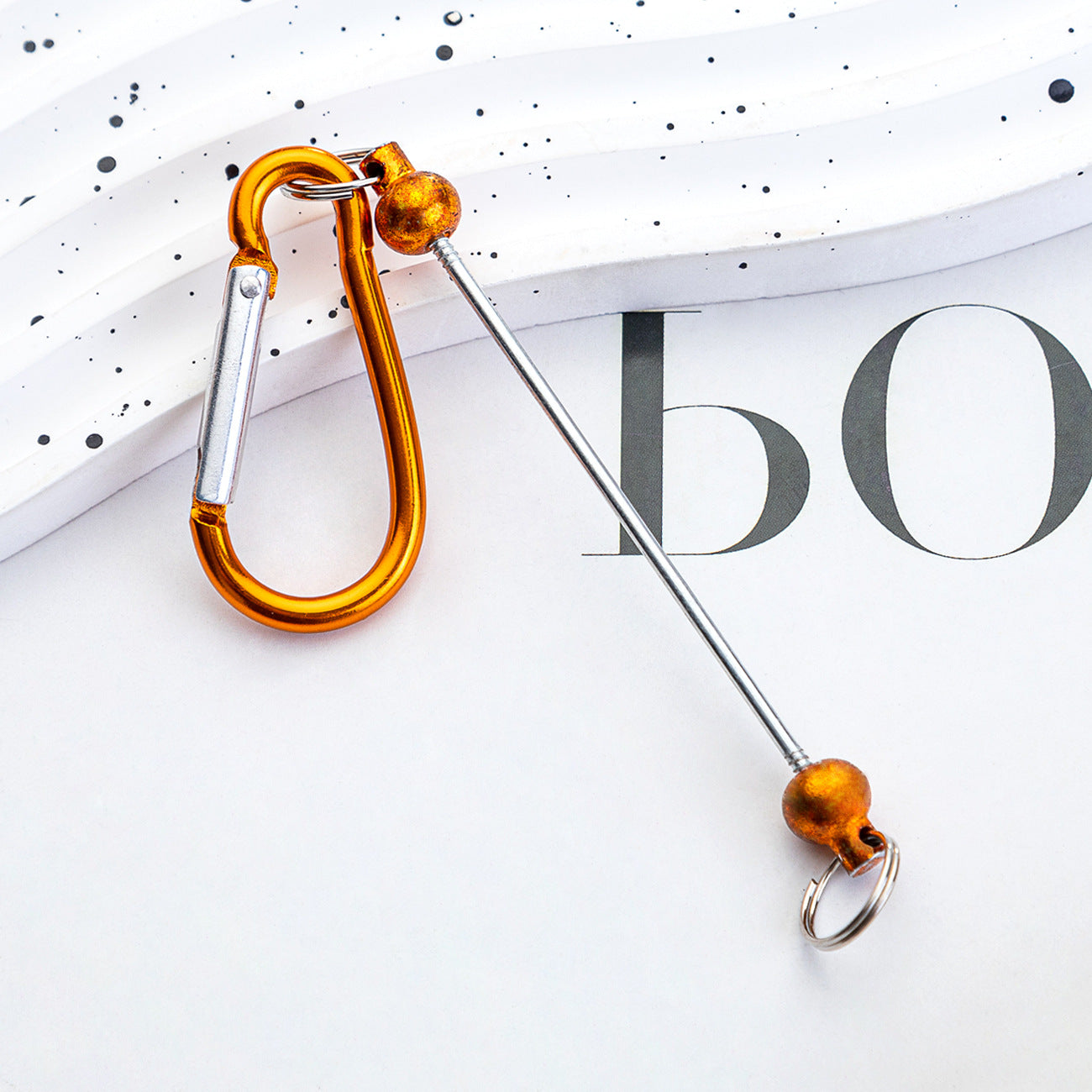 Creative Beadable Metal Hook Keychain-2PCS