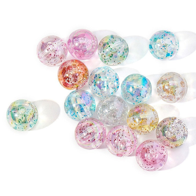 Acrylic Girly Clear Color Straight Hole Round Beads-100PCS