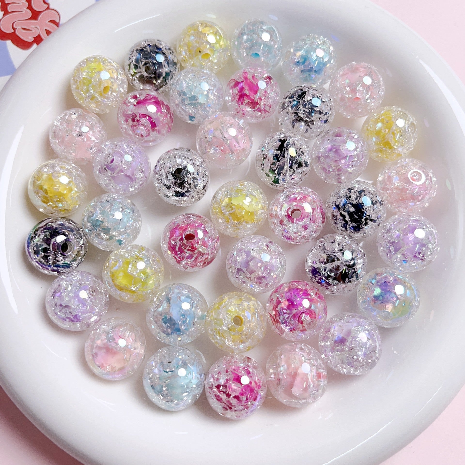 Creative 16mm Luminous Burst Acrylic Beads-50PCS
