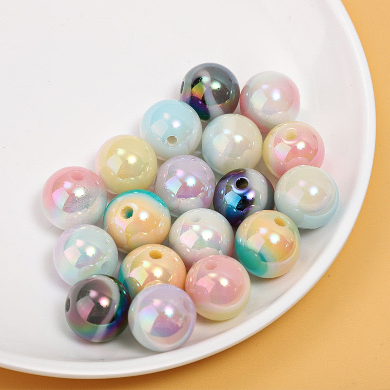 Gradient Girl Macaron Round Acrylic Beads-50PCS