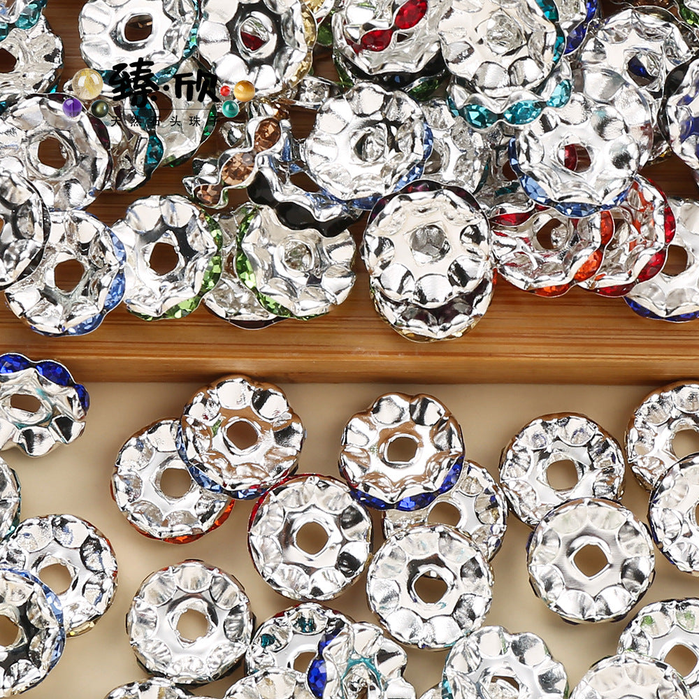 12MM Color Wave Rhinestone Diamond Ring Spacer Bead Spacer Jewelry Accessories Bead-100PCS