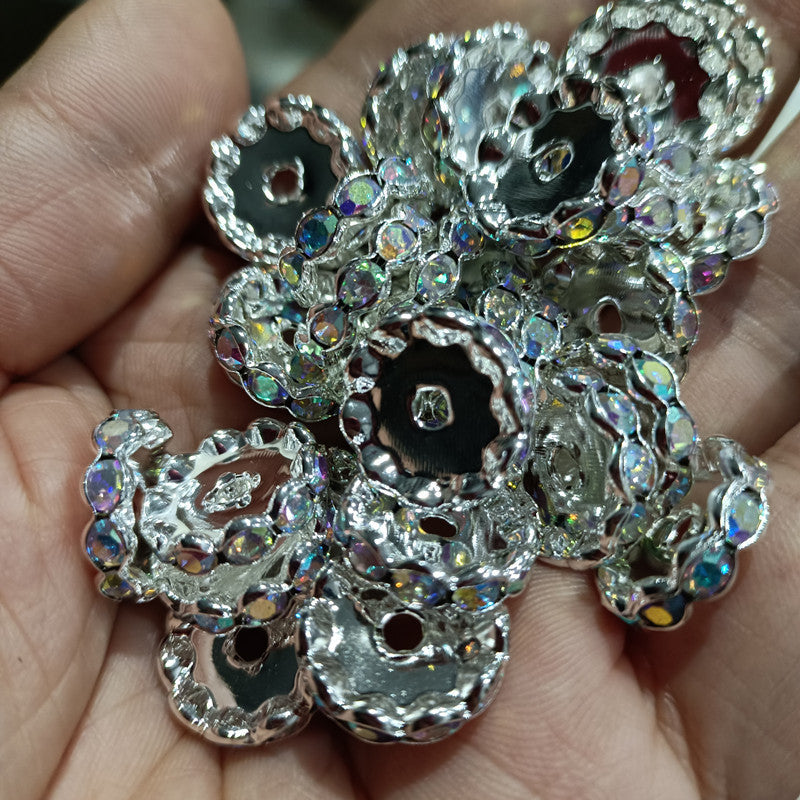 15mm Silver Plated Wave Diamond Wheel Clip DIY Handmade Spacer Beads-200PCS