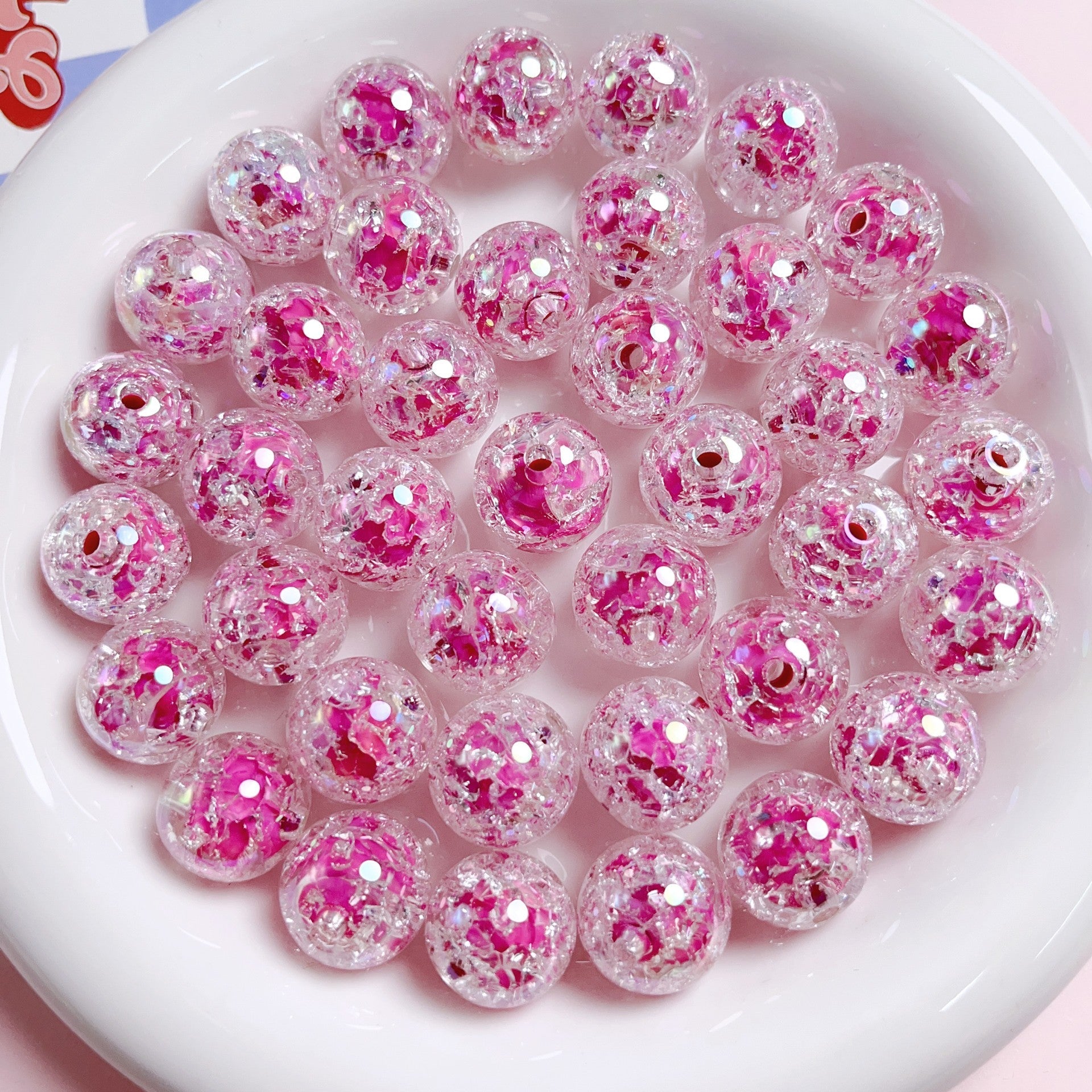 Creative 16mm Luminous Burst Acrylic Beads-50PCS