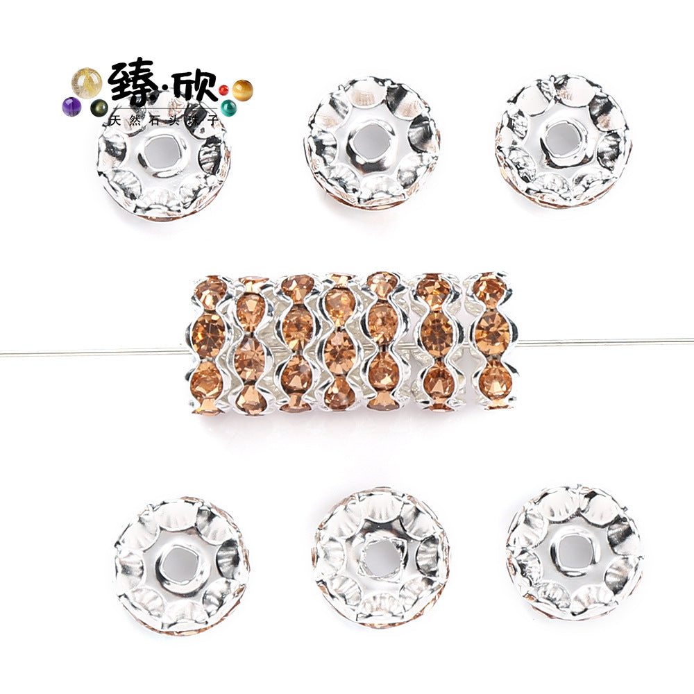 12MM Color Wave Rhinestone Diamond Ring Spacer Bead Spacer Jewelry Accessories Bead-100PCS