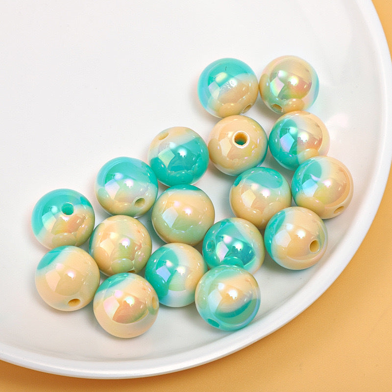 Gradient Girl Macaron Round Acrylic Beads-50PCS