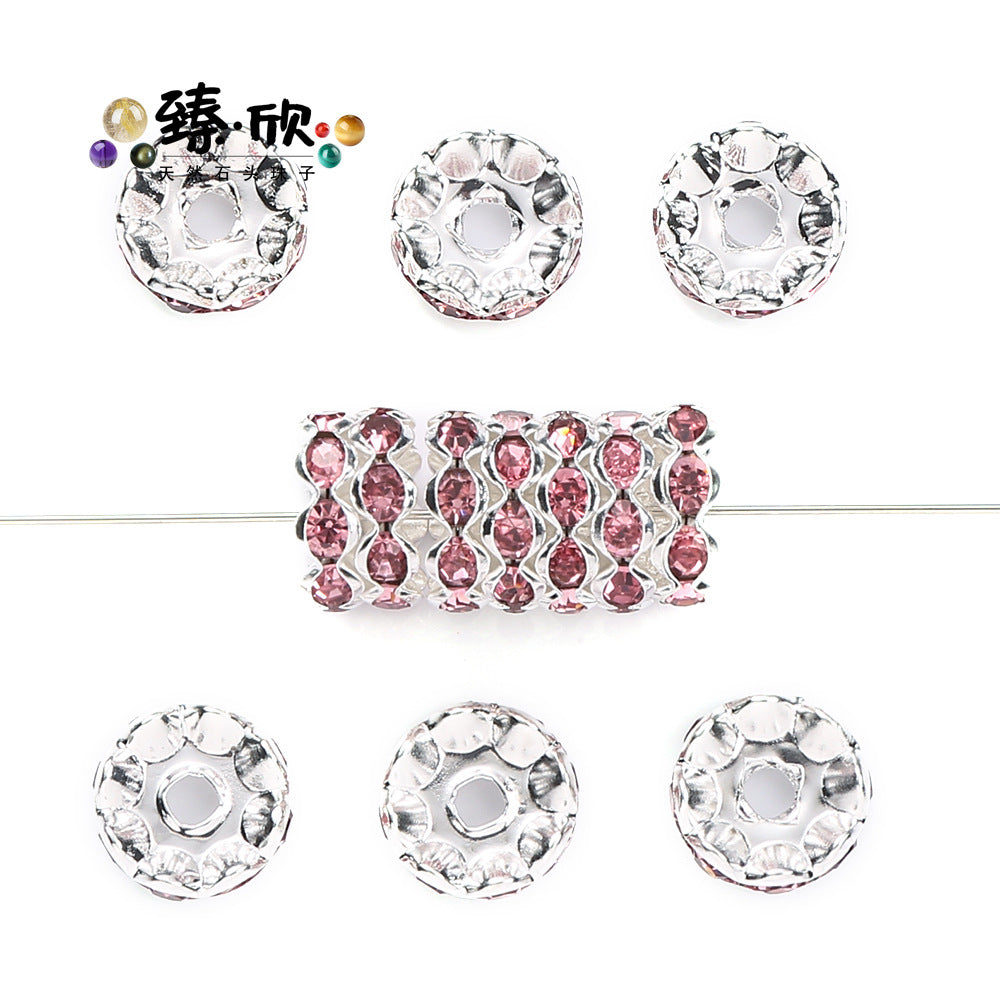 12MM Color Wave Rhinestone Diamond Ring Spacer Bead Spacer Jewelry Accessories Bead-100PCS