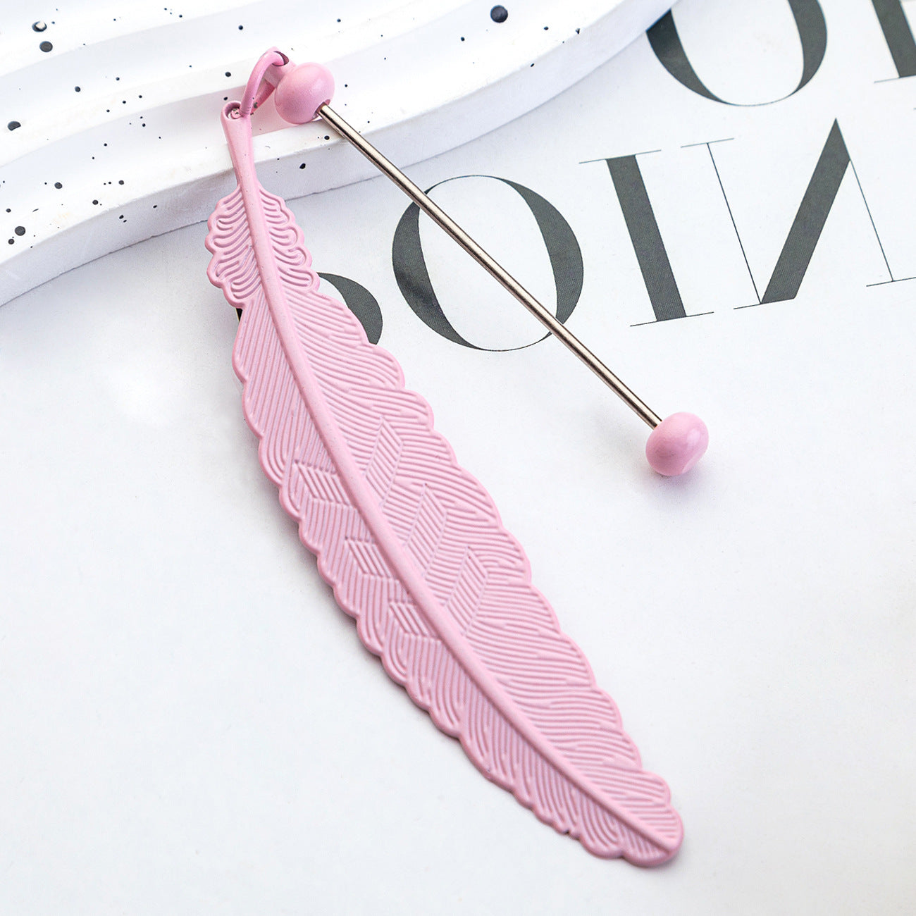 Creative Beadable Feather Bookmarks Metal DIY for Beadable Bar-1PCS