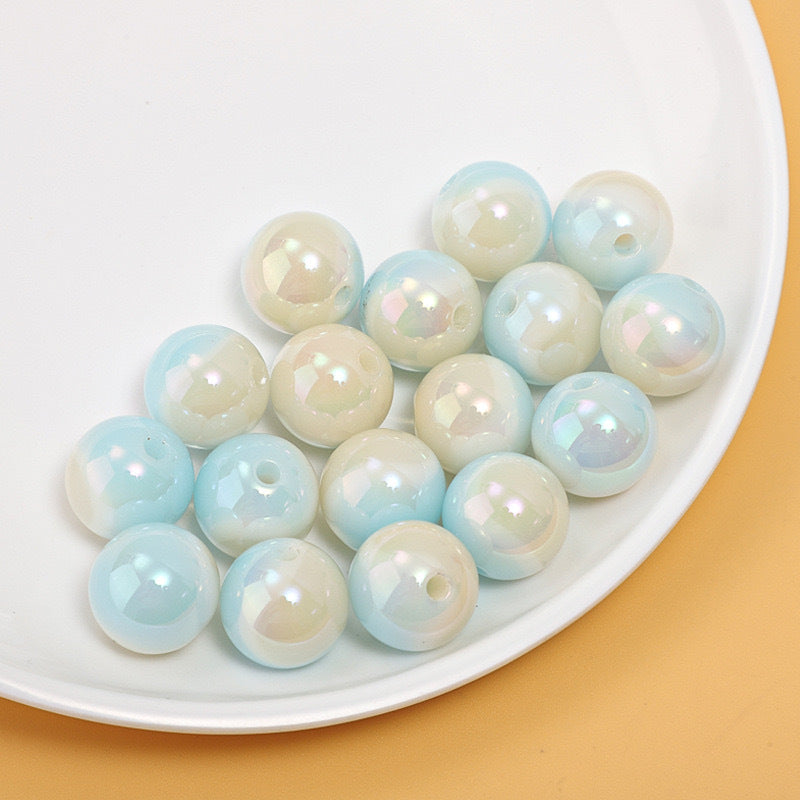 Gradient Girl Macaron Round Acrylic Beads-50PCS