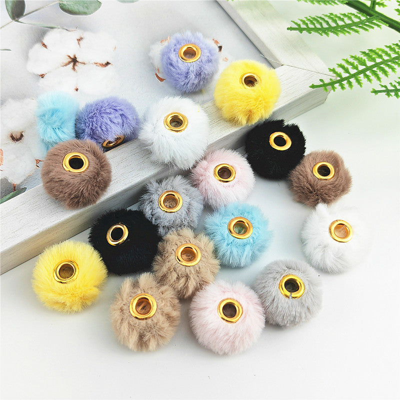 Straight Hole Soft Waxy Fur Ball Beads Loose Beads Large Hole Fabric Accessories-50PCS