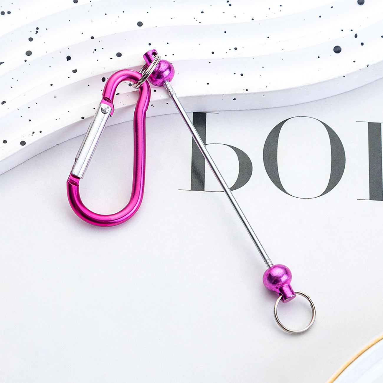 Creative Beadable Metal Hook Keychain-2PCS