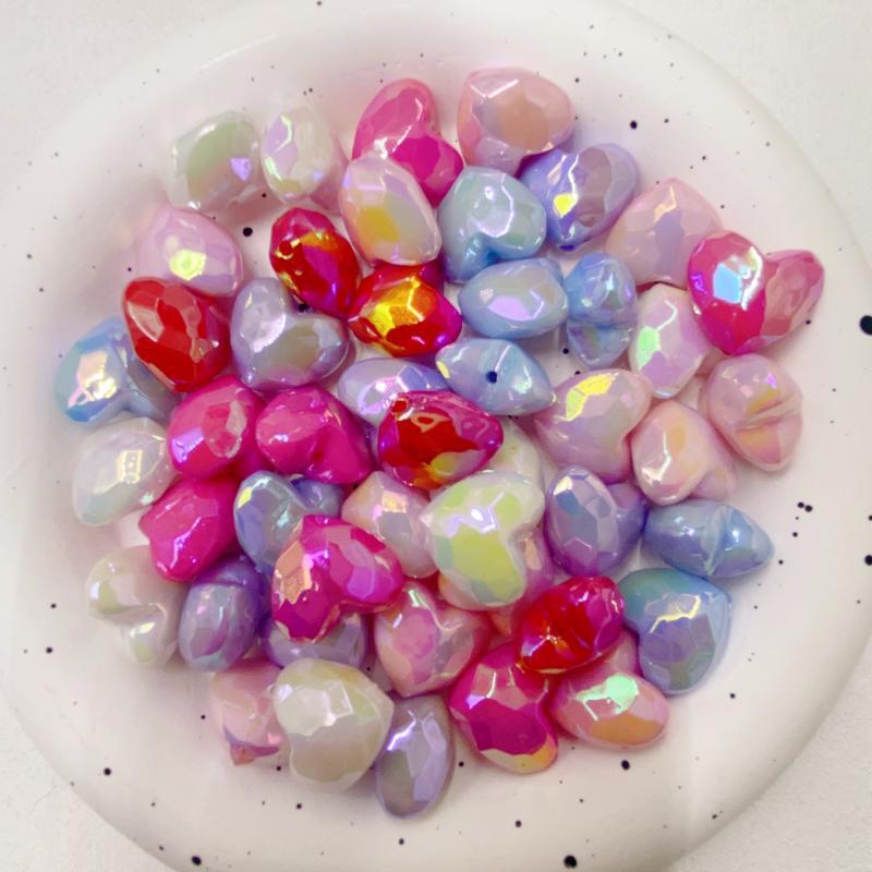 Acrylic UV Plating Cut Face Love Beads-50PCS