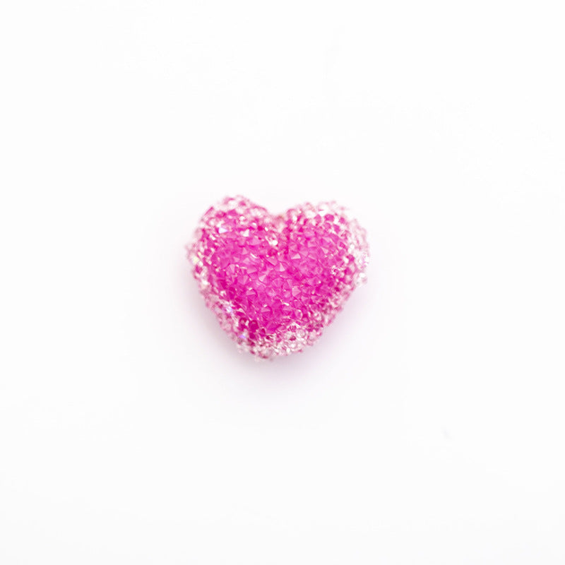 Acrylic Rhinestones, Soft Granulated Sugar Small Heart Beads-10PCS