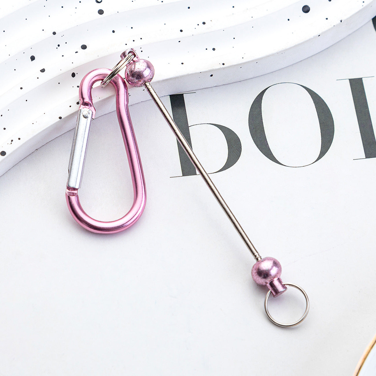 Creative Beadable Metal Hook Keychain-2PCS