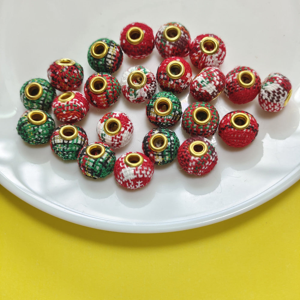 15mm Christmas Fabric Beads-100PCS