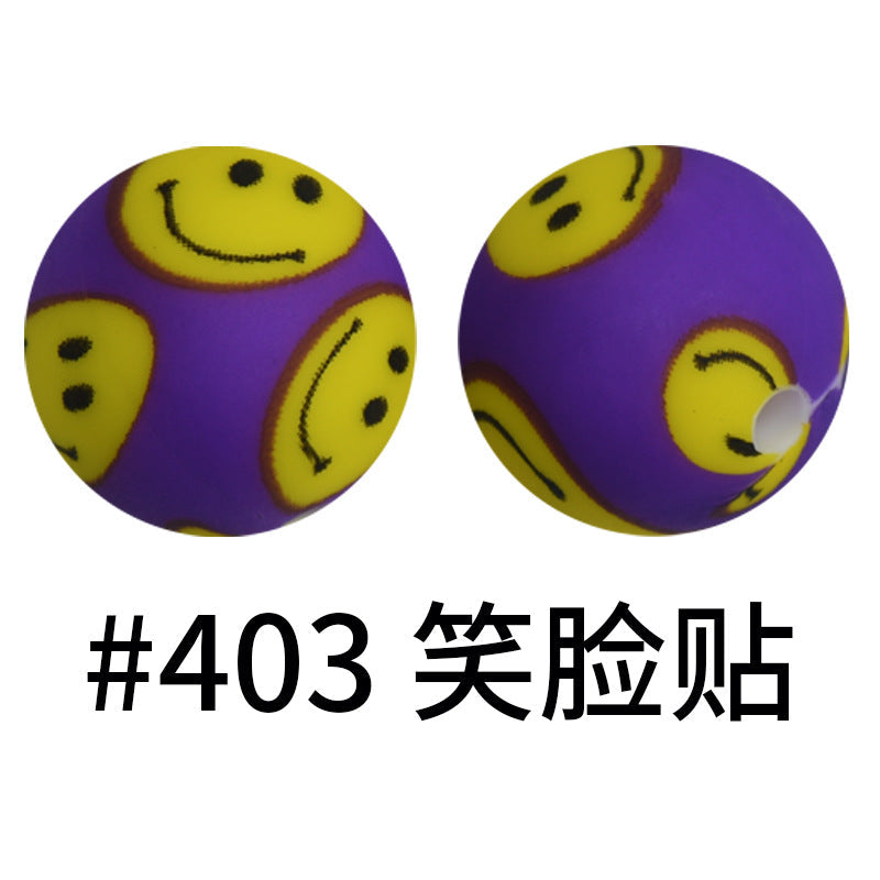 16mm Print Silicone Beads Colorful Silicone Water Transfer Beads-50PCS