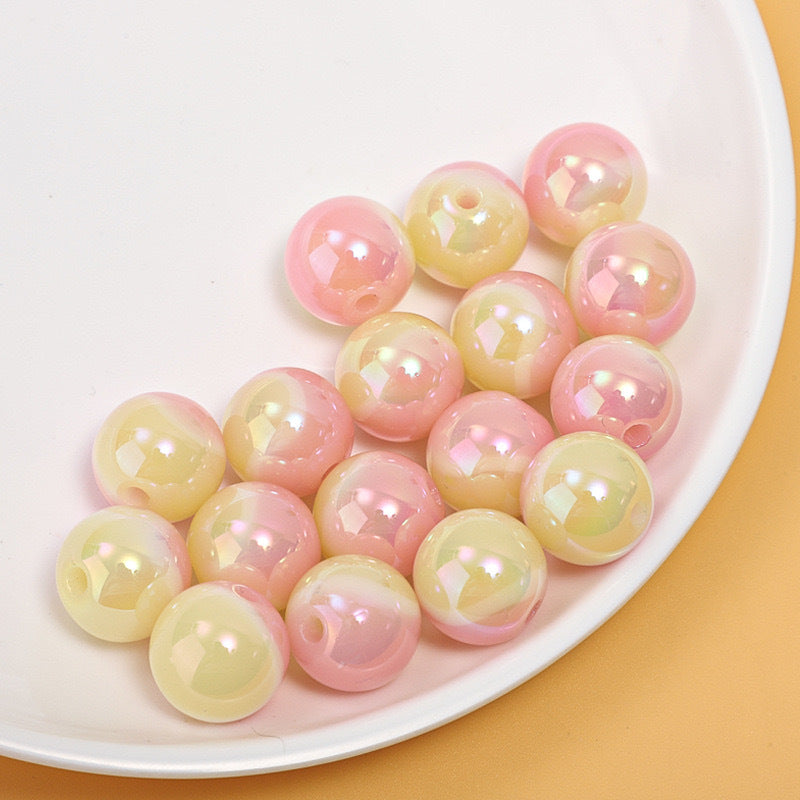 Gradient Girl Macaron Round Acrylic Beads-50PCS