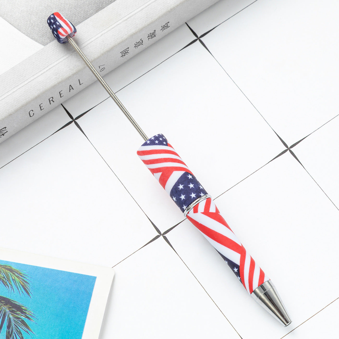 Creative Independence Day Beadable Pens DIY Beadable Plastic Pen-2PCS
