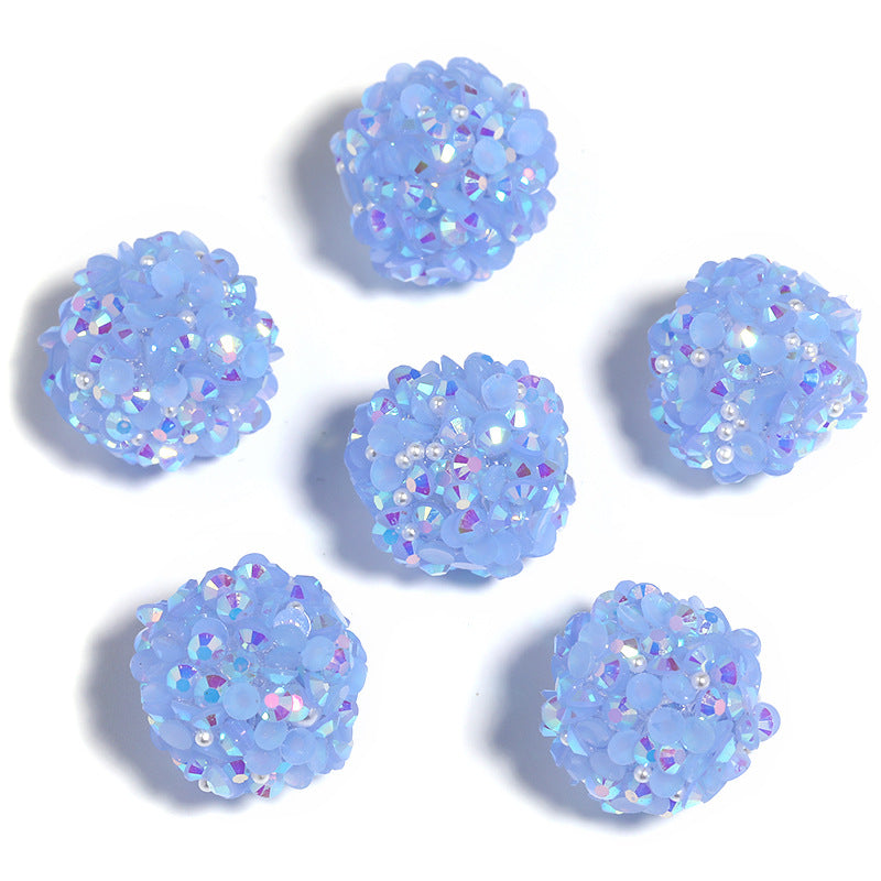 Colored Rhinestone Pearl Through Hole Acrylic Soft Sugar Beads-18MM-10PCS