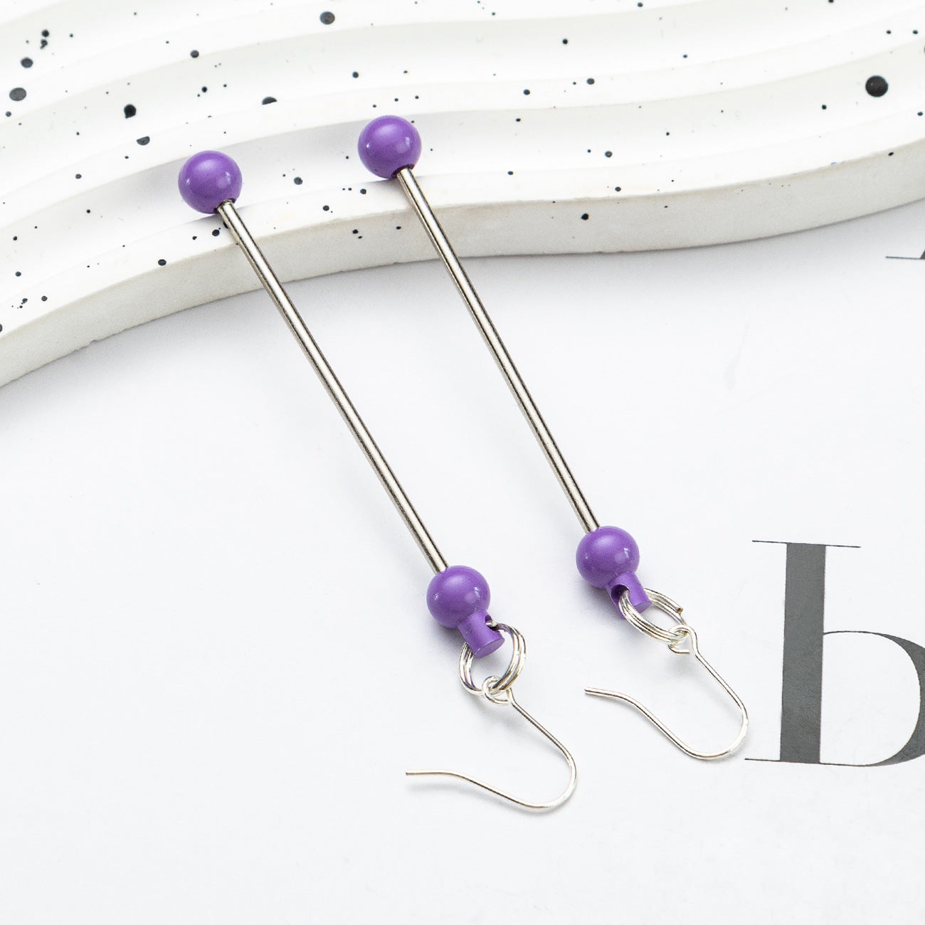 Creative Beadable Earrings Metal DIY Earrings-1 Pair