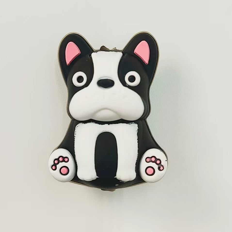 3D Three-dimensional Silicone Cute Black and White Puppy Cartoon Beads-10PCS