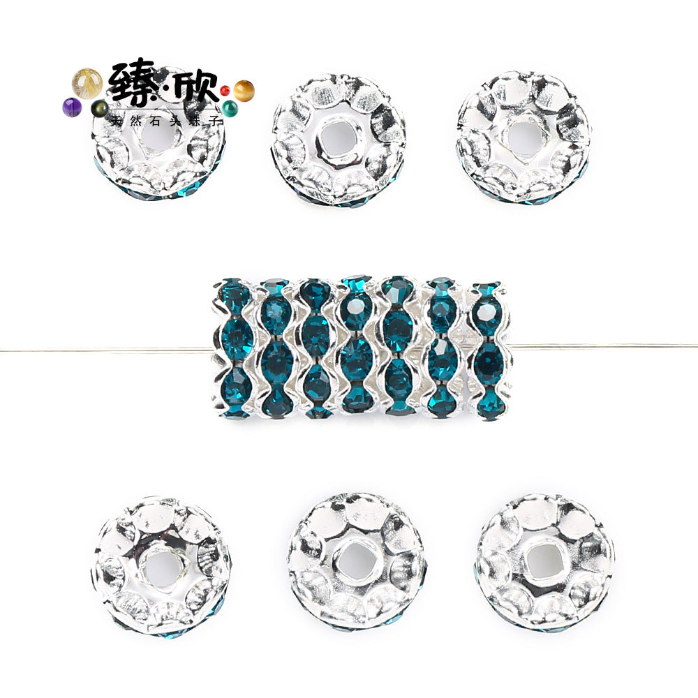 12MM Color Wave Rhinestone Diamond Ring Spacer Bead Spacer Jewelry Accessories Bead-100PCS