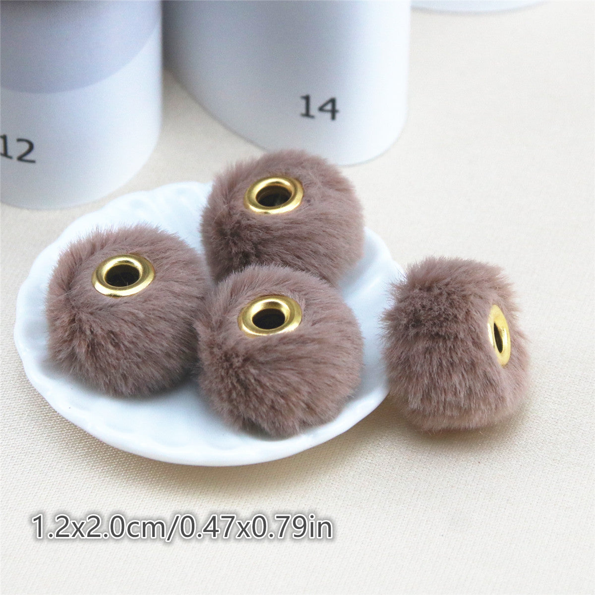 Straight Hole Soft Waxy Fur Ball Beads Loose Beads Large Hole Fabric Accessories-50PCS