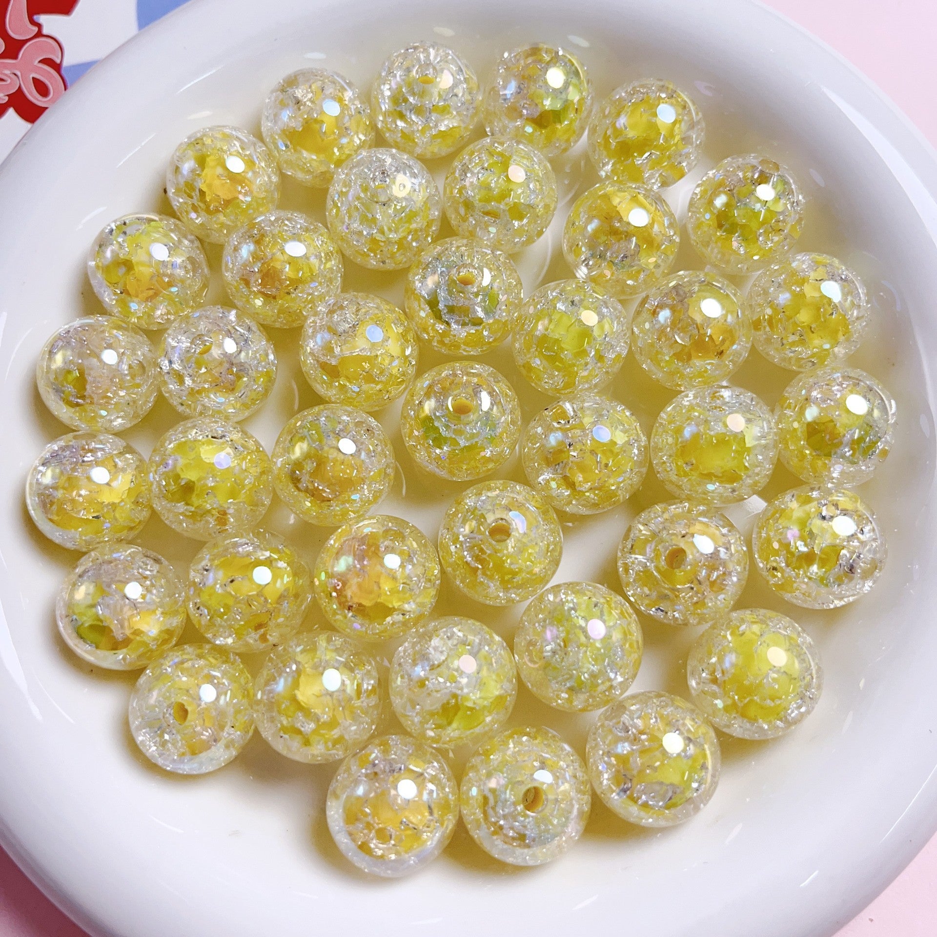 Creative 16mm Luminous Burst Acrylic Beads-50PCS