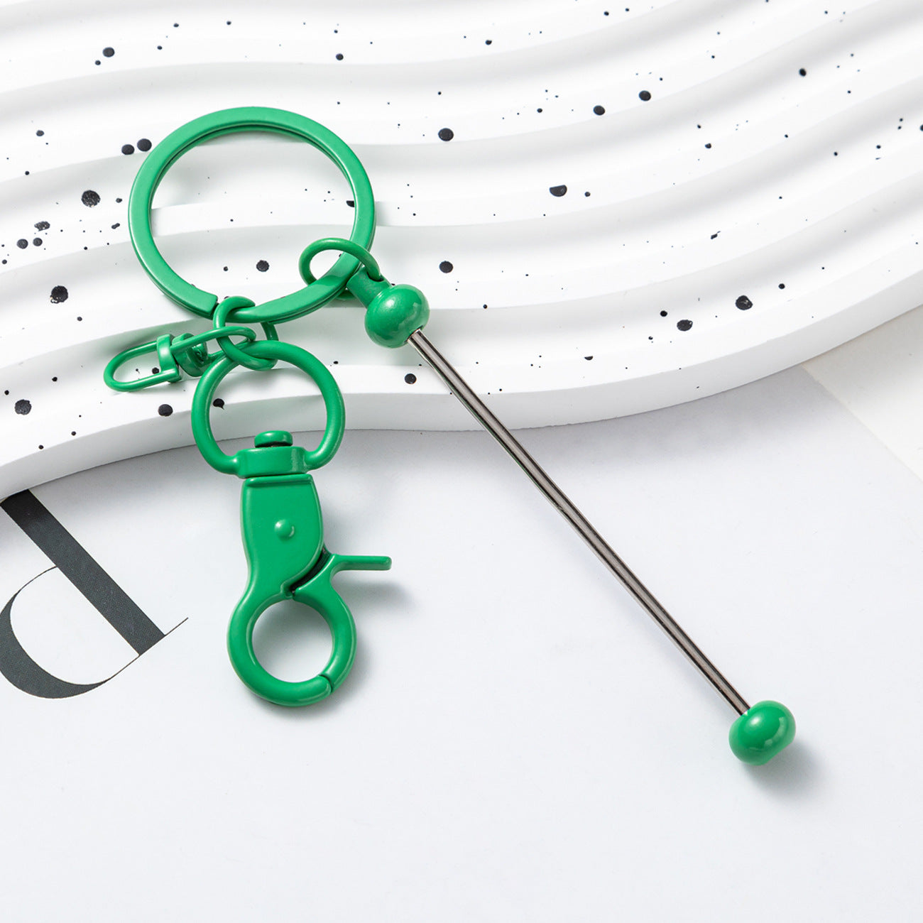 Creative Beadable Bar Keychains Handmade Metal Solid Color Keychain-2PCS