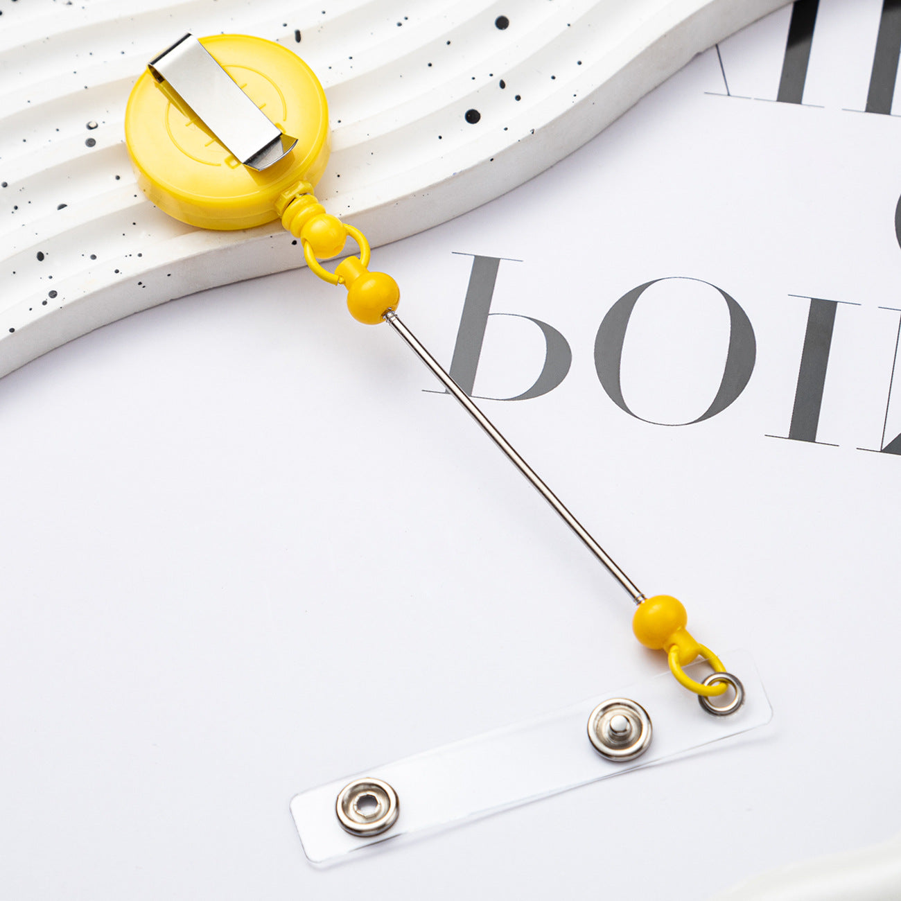 Badge Reels DIY Beadable Bar Retractable Keychain-2PCS