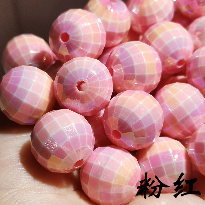 Creative Colorful Plaid Acrylic Beads-50PCS