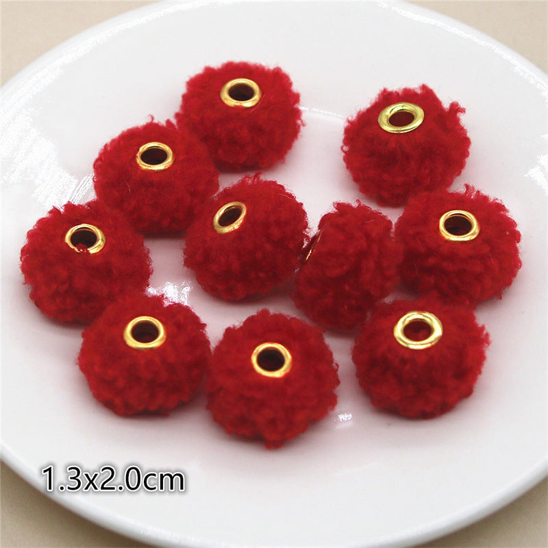 Straight Hole Teddy Fur Ball Beads Loose Beads Fabric Accessories-100PCS
