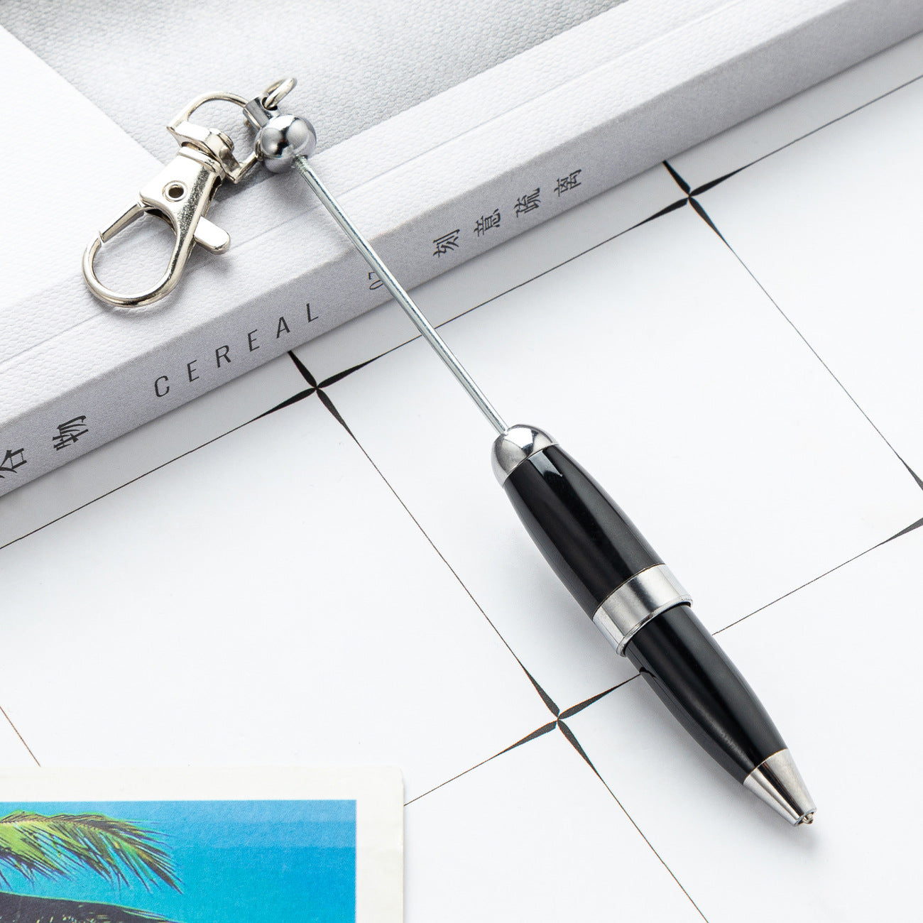 Beadable Pens Metal Pen DIY with Keychain Bar-2PCS