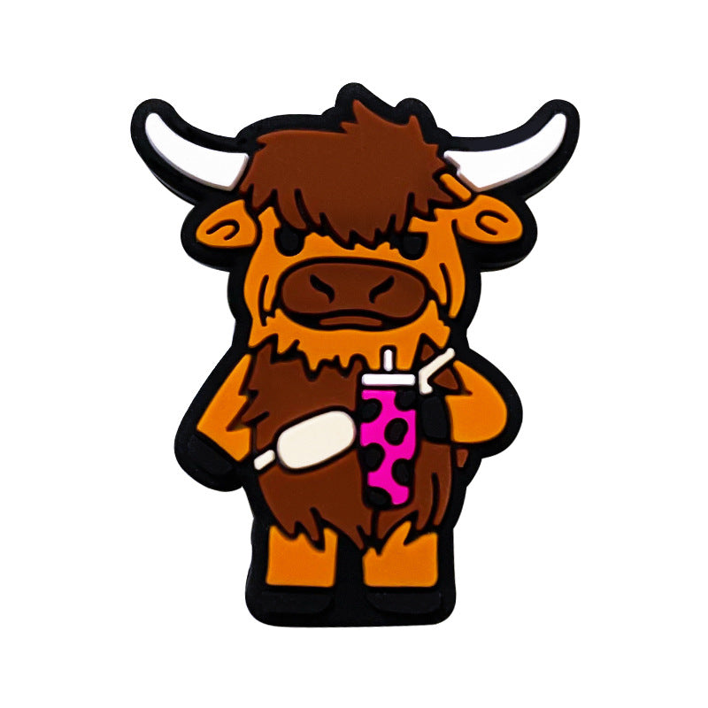 Animal Cute Coffee Cow Bison Silicone Beads-10PCS