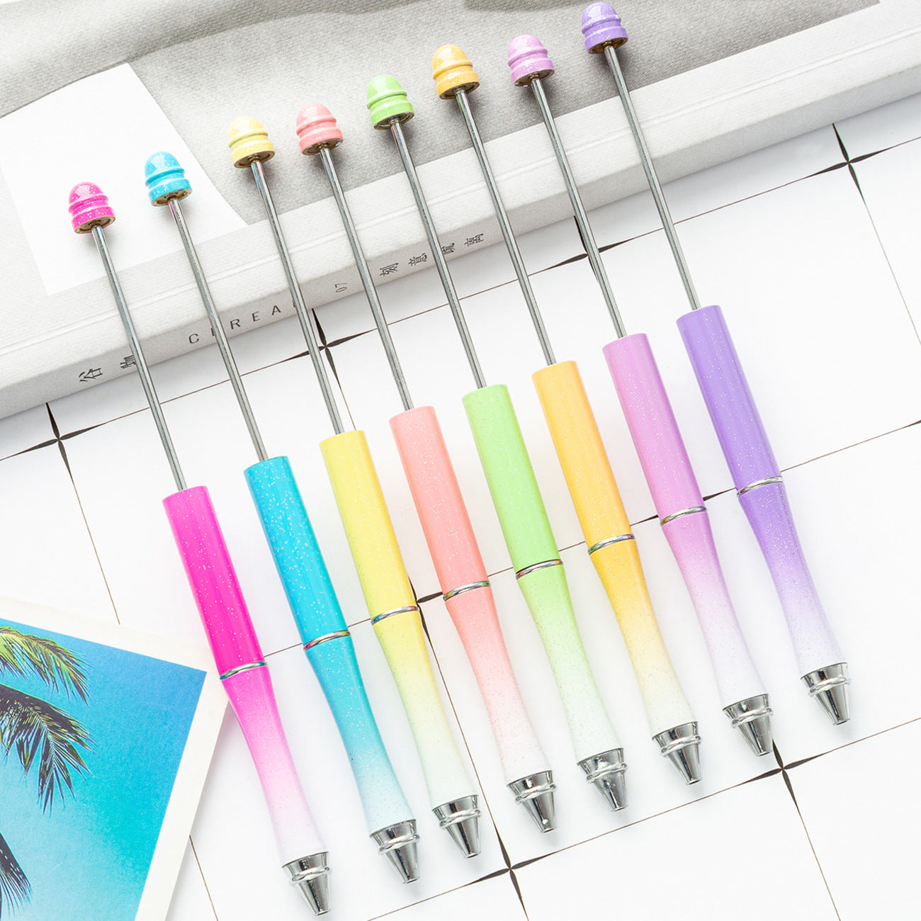 Creative Metal DIY Beadable Pen Ballpoint Pen-2PCS