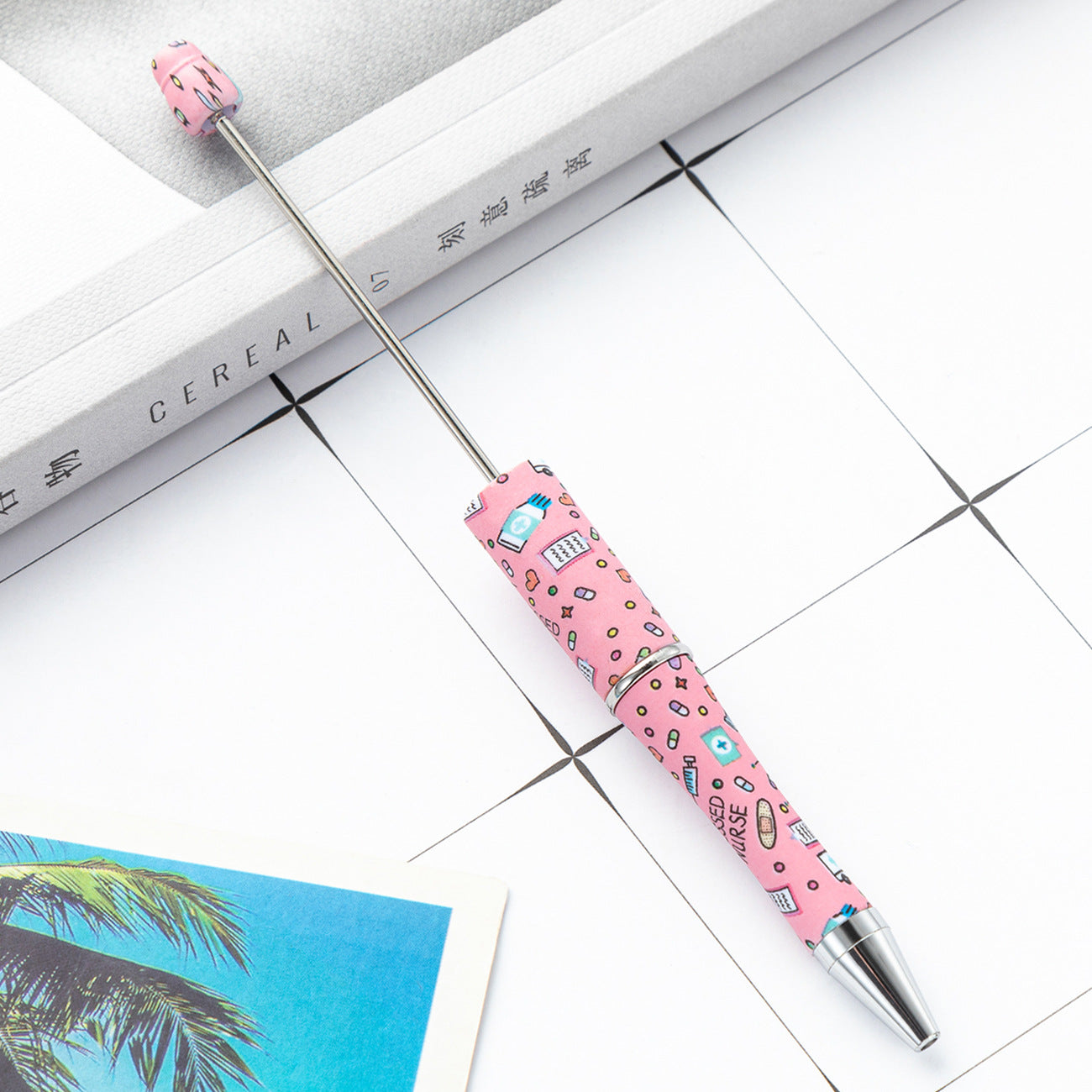 Creative Beadable Pen Nurses Printed DIY Plastic Pen-5PCS