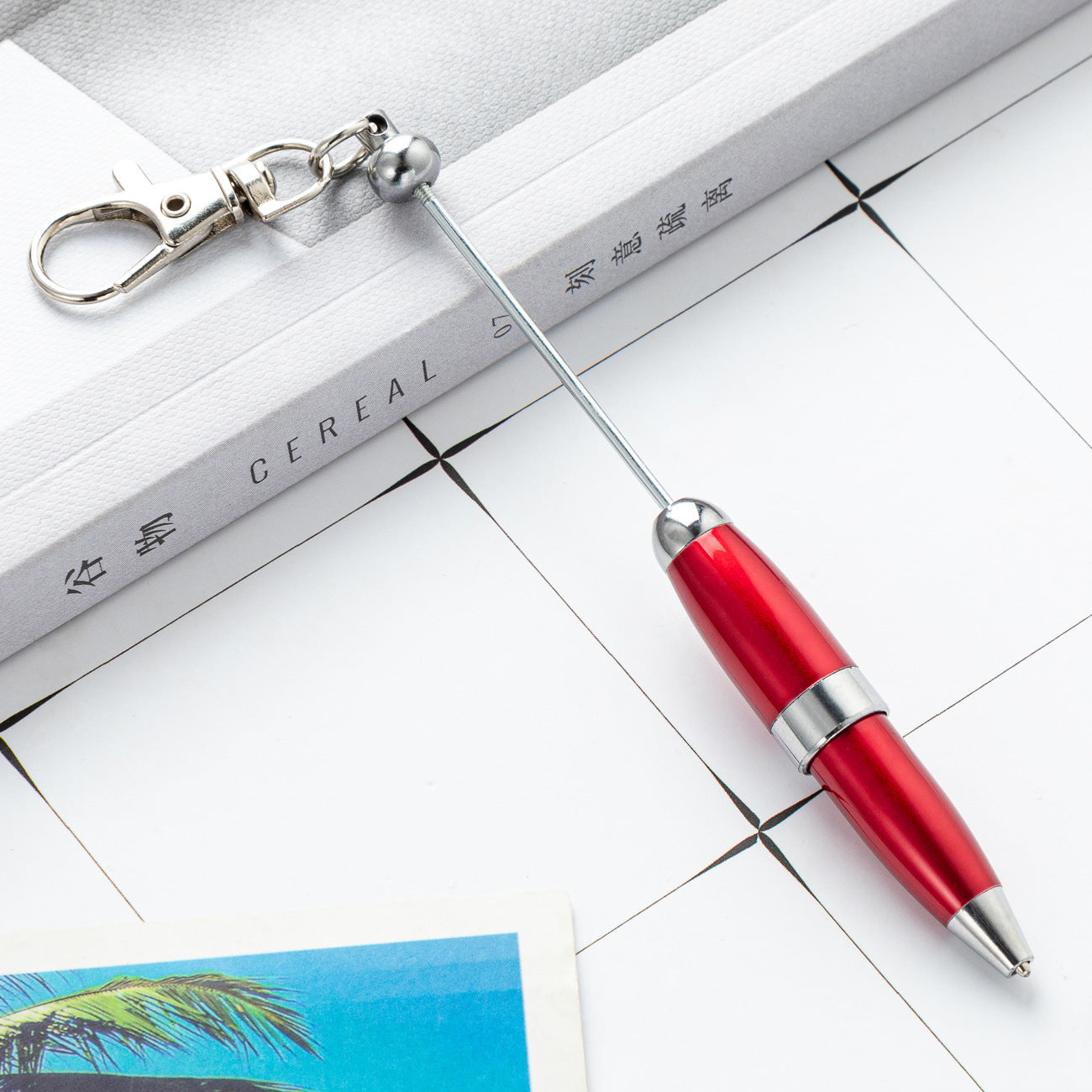 Beadable Pens Metal Pen DIY with Keychain Bar-2PCS