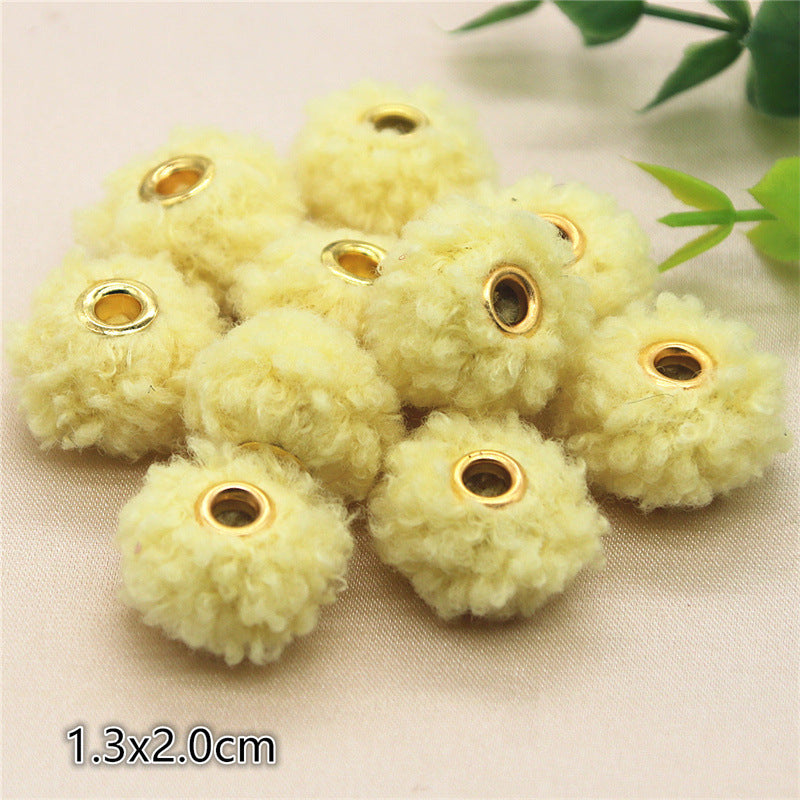 Straight Hole Teddy Fur Ball Beads Loose Beads Fabric Accessories-100PCS