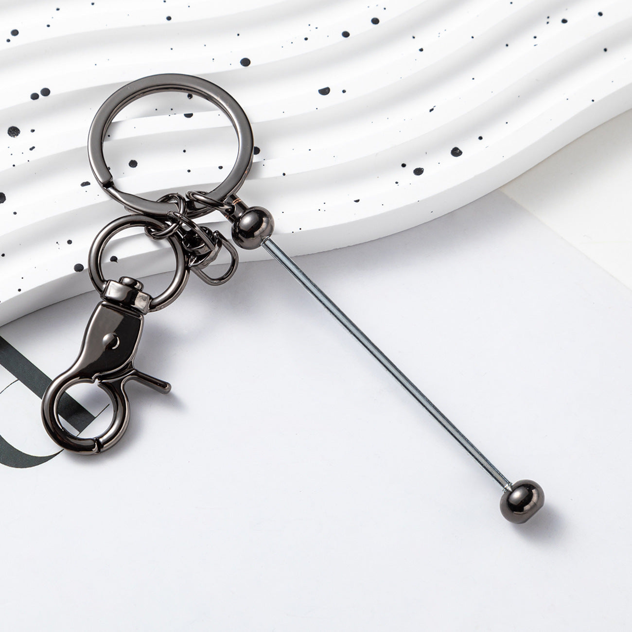 Creative Beadable Bar Keychains Handmade Metal Solid Color Keychain-2PCS