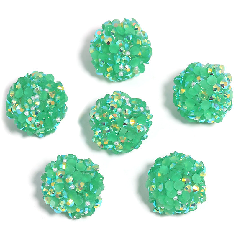 Colored Rhinestone Pearl Through Hole Acrylic Soft Sugar Beads-18MM-10PCS