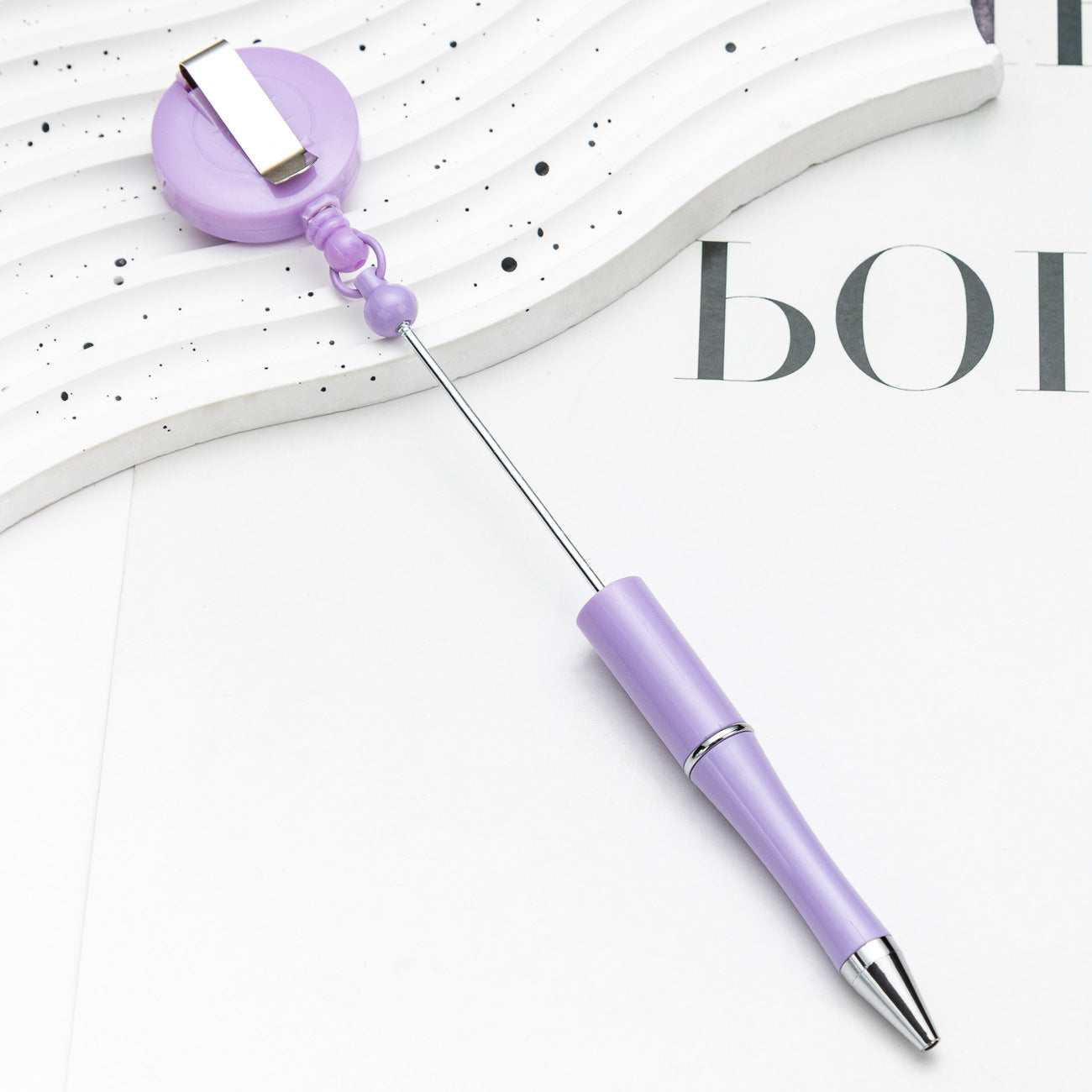 Creative Beadable Pens Retractable Buckle Plastic Easy Pull Buckle Ballpoint Pen-2PCS