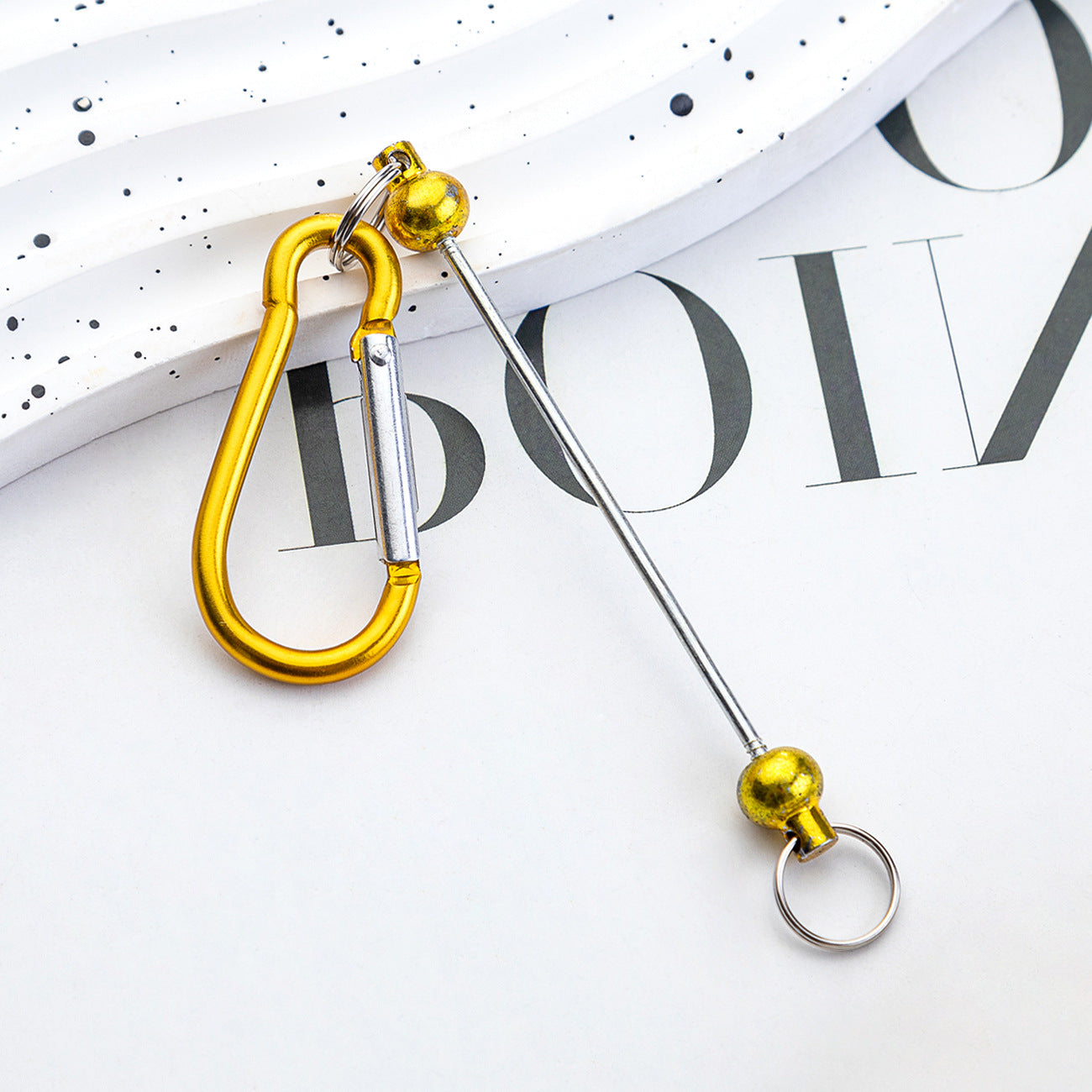 Creative Beadable Metal Hook Keychain-2PCS