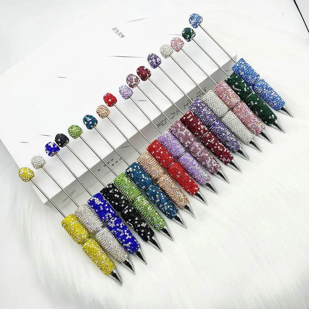 Beadable Pens with Clay Rhinestones Covered the Entire Pen in Solid Colors