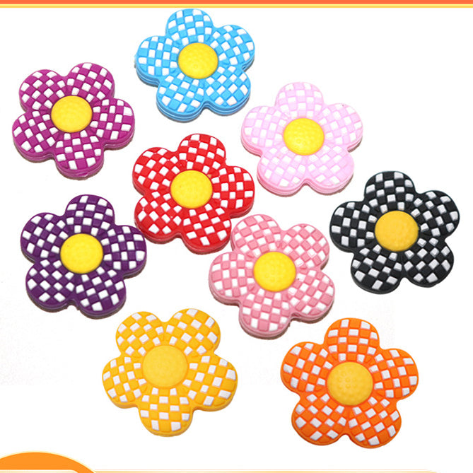 Checkerboard Flower Silicone Beads-10PCS