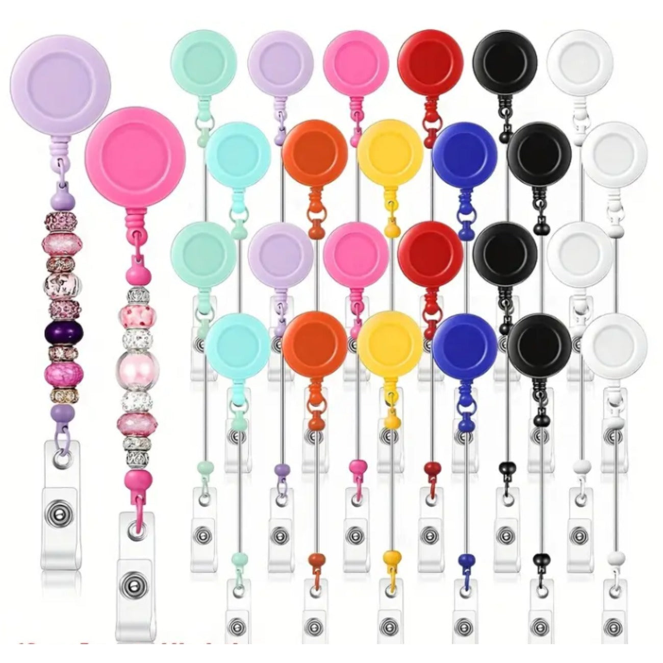 Badge Reels DIY Beadable Bar Retractable Keychain-2PCS