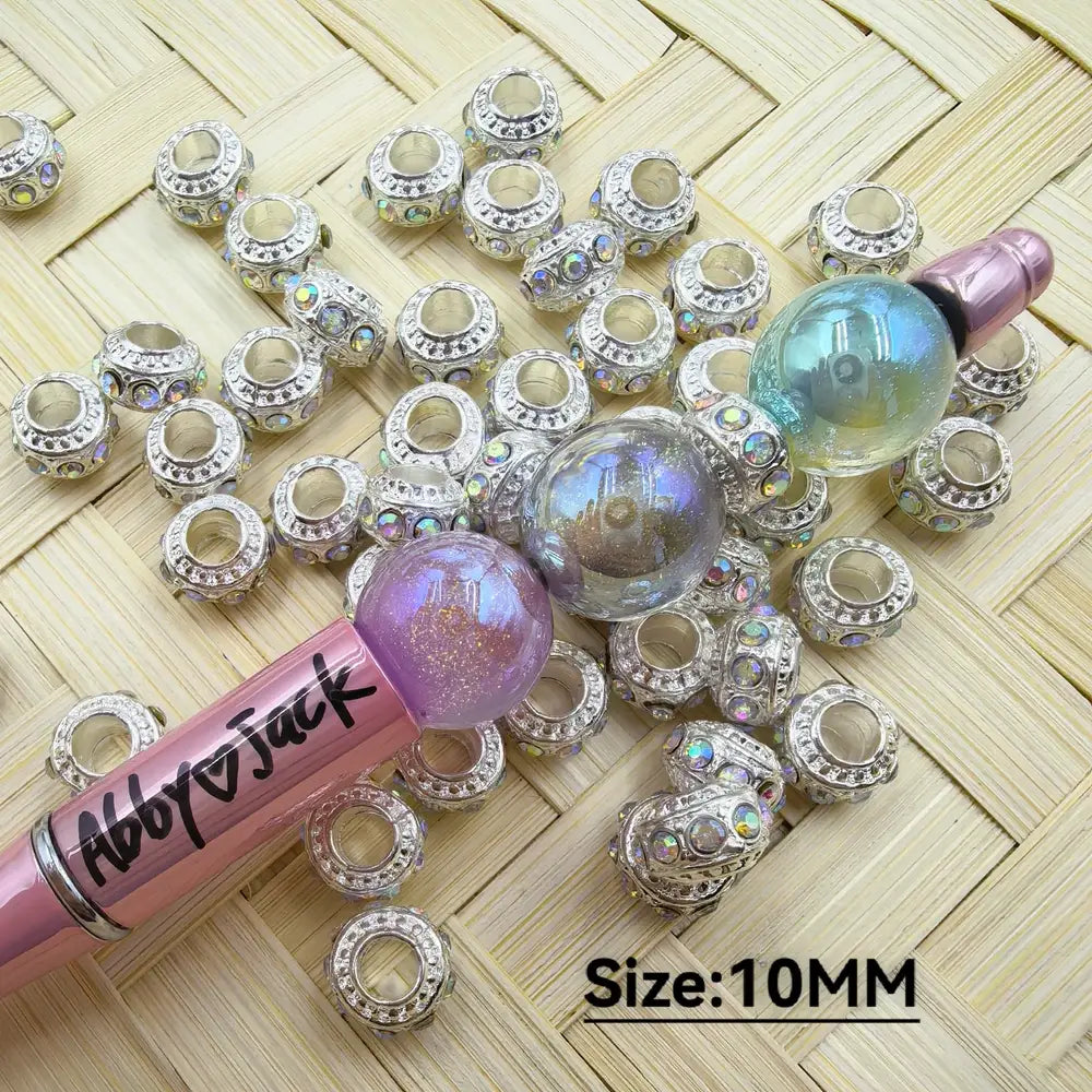 AB Rhinestone Silver Color Metal Spacer