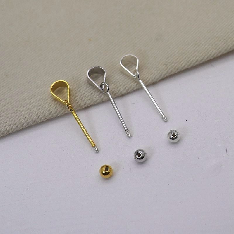 Creative S925 Silver Screw Round Bead Necklace Pendant Clasp DIY Accessories-1PCS