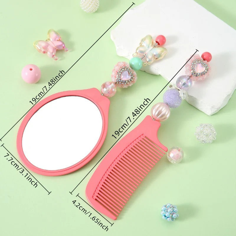 Creative Cartoon Cute Solid Color Portable Color Comb Mirror Set-1 SET