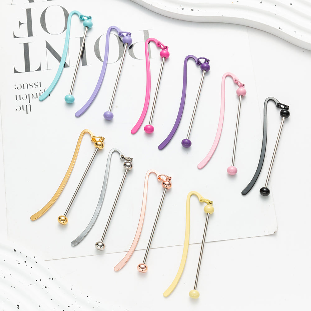 Creative Solid Color Beadable Bookmarks Metal DIY for Beadable Bar-2PCS